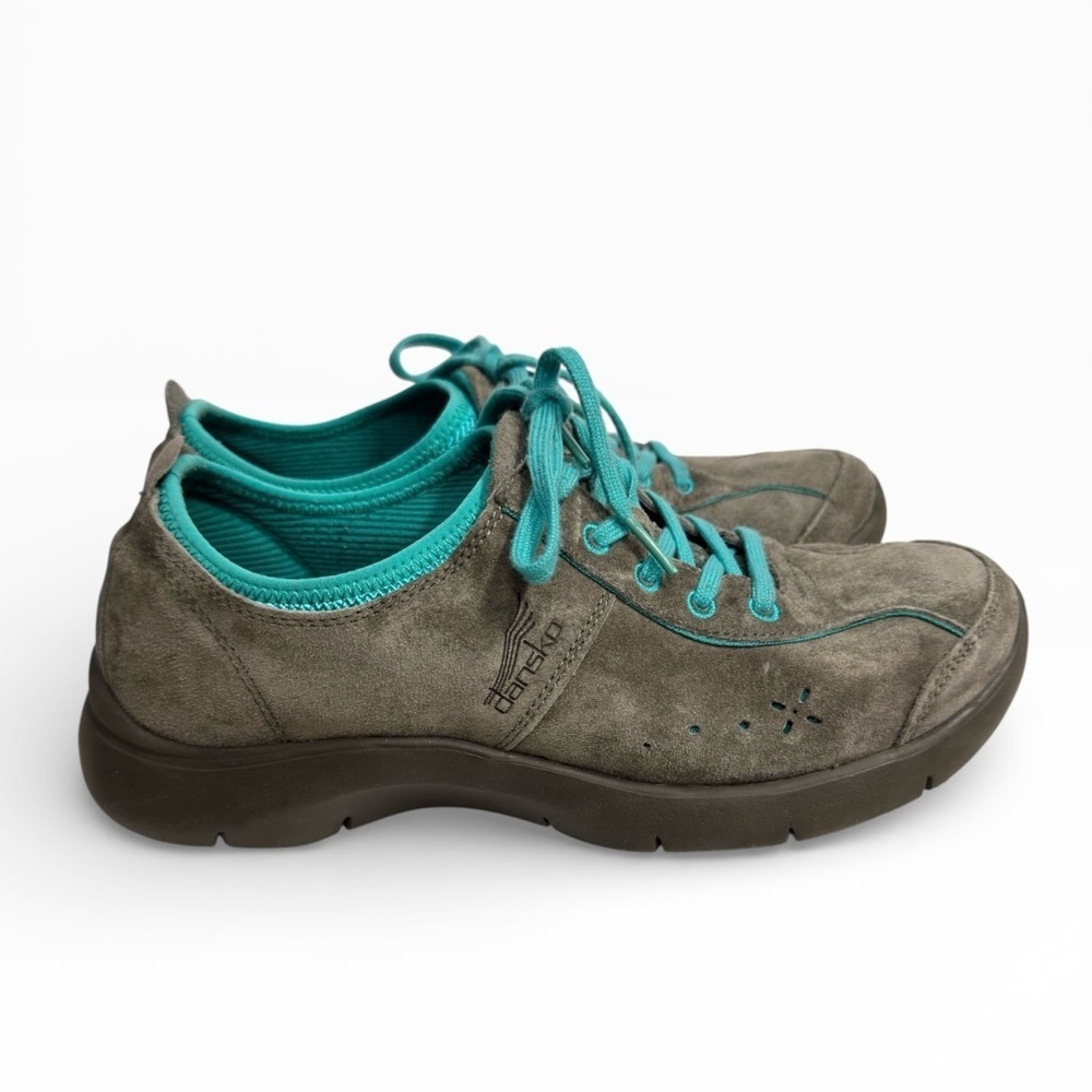 Dansko Elise Gray Suede Walking Shoes Teal Accents Comfort Size EU 39 US 8.5-9 - Picture 4 of 9
